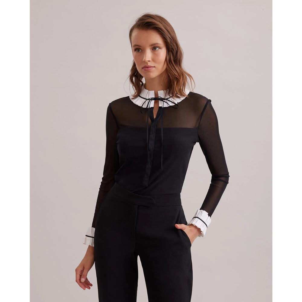 Anne Fontaine Collared Mesh Top